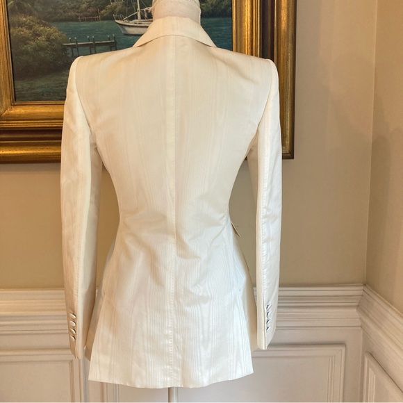 DOLCE & GABBANA Suit😍Cream Silk Stripe Pantsuit Double Breasted Blazer & Pants - Picture 6 of 16